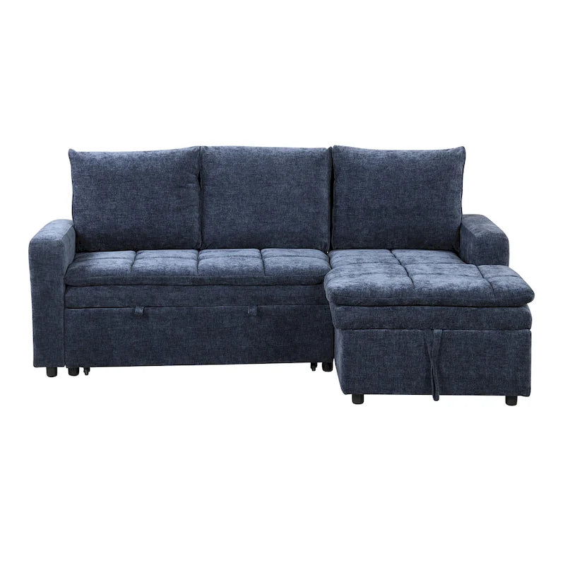 Canapé-lit convertible 2-en-1 de 203 cm avec matelas à ressorts ensachés, gris / bleu, 3 places