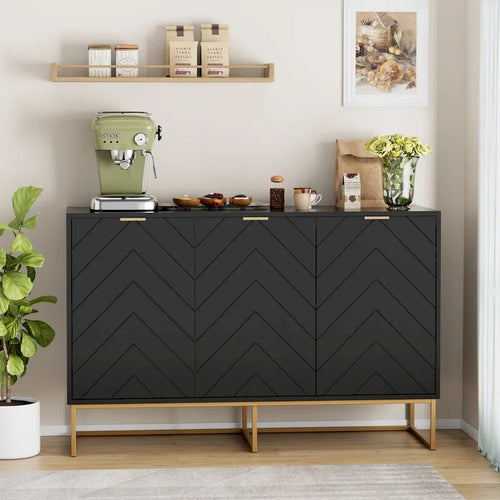 3 Doors Sideboard Buffet Cabinet with Storage Adjustable Shelf
