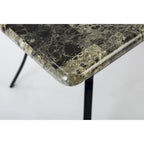 Table à manger rectangulaire en faux marbre avec pieds coniques en métal, noire, 4 à 6 places