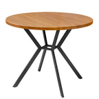 Table de salle à manger ronde de ferme de 38,6 po avec pieds en métal en X, noyer, 4 places