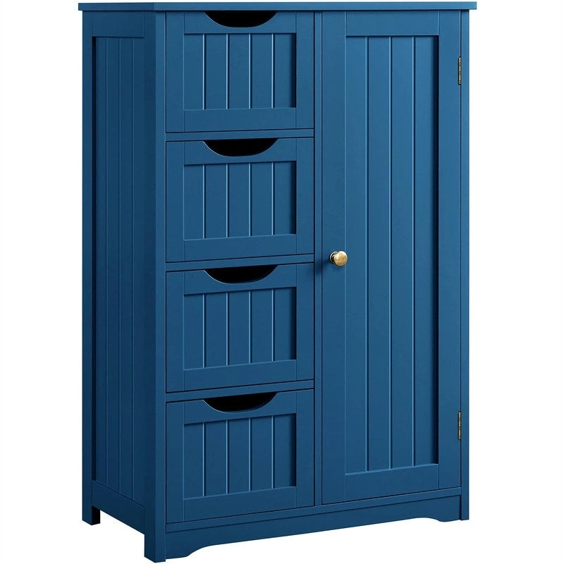 Meuble bas de salle de bain autoportant avec tiroirs, blanc / expresso / bleu marine / gris / noir