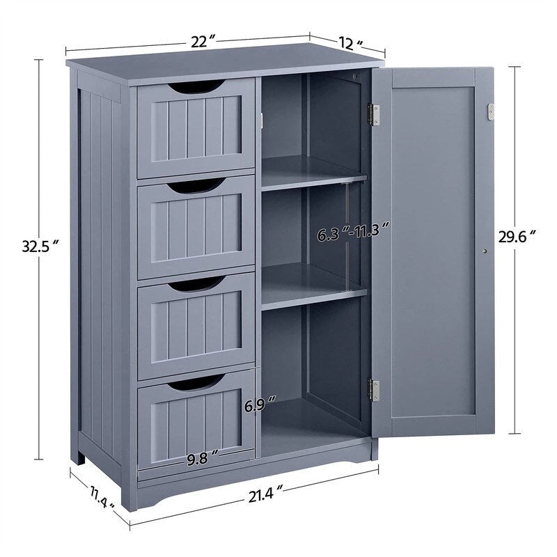 Meuble bas de salle de bain autoportant avec tiroirs, blanc / expresso / bleu marine / gris / noir
