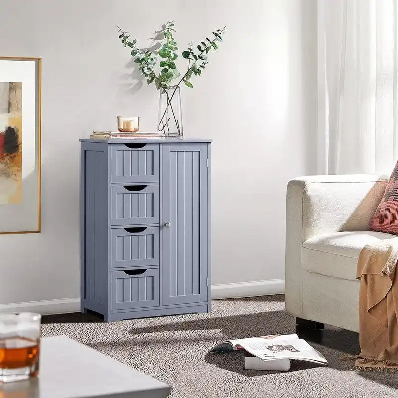 Meuble bas de salle de bain autoportant avec tiroirs, blanc / expresso / bleu marine / gris / noir
