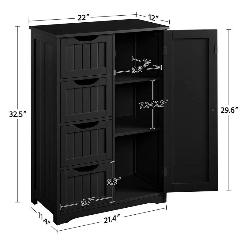 Meuble bas de salle de bain autoportant avec tiroirs, blanc / expresso / bleu marine / gris / noir