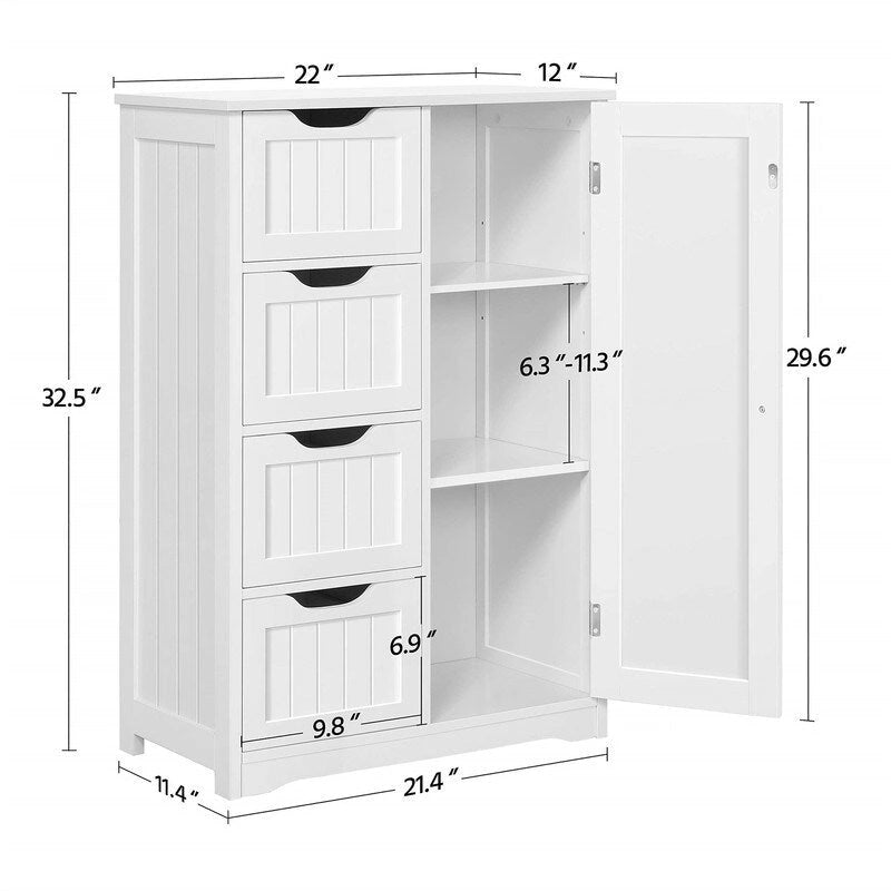 Meuble bas de salle de bain autoportant avec tiroirs, blanc / expresso / bleu marine / gris / noir