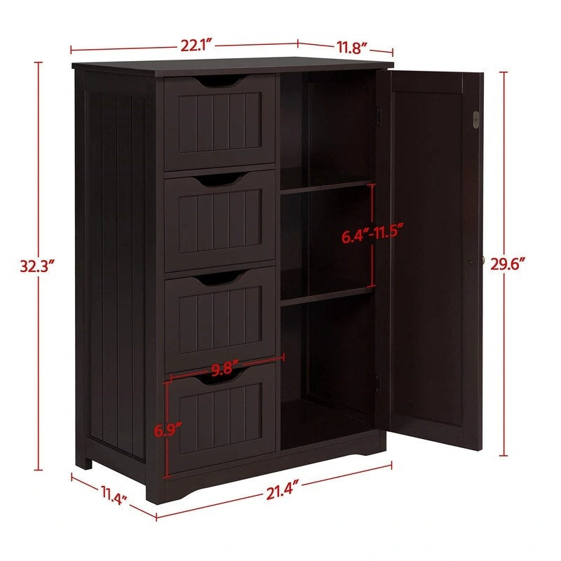 Meuble bas de salle de bain autoportant avec tiroirs, blanc / expresso / bleu marine / gris / noir