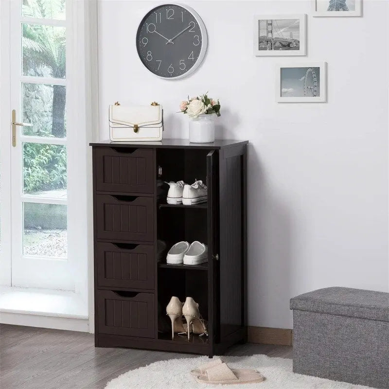 Meuble bas de salle de bain autoportant avec tiroirs, blanc / expresso / bleu marine / gris / noir