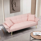 Canapé-lit convertible 70" avec dossier réglable, velours teddy, vert / rose / beige, 2 places