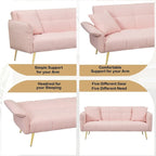 Canapé-lit convertible 70" avec dossier réglable, velours teddy, vert / rose / beige, 2 places