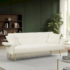 Canapé-lit convertible 70" avec dossier réglable, velours teddy, vert / rose / beige, 2 places