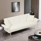 Canapé-lit convertible 70" avec dossier réglable, velours teddy, vert / rose / beige, 2 places