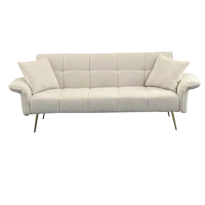 Canapé-lit convertible 70" avec dossier réglable, velours teddy, vert / rose / beige, 2 places