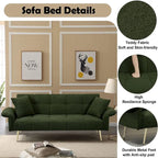 Canapé-lit convertible 70" avec dossier réglable, velours teddy, vert / rose / beige, 2 places