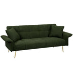 Canapé-lit convertible 70" avec dossier réglable, velours teddy, vert / rose / beige, 2 places