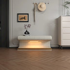 Banc d'entrée en similicuir avec lumière DEL à détecteur de mouvement, gris/beige, un seul article