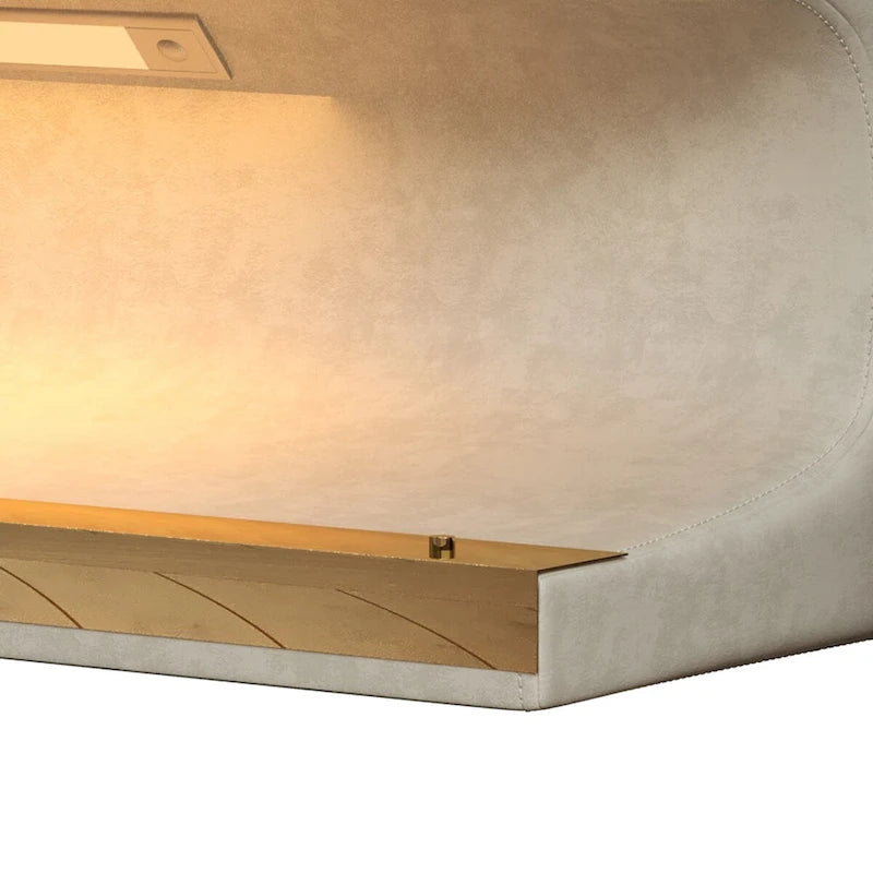 Banc d'entrée en similicuir avec lumière DEL à détecteur de mouvement, gris/beige, un seul article