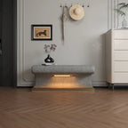 Banc d'entrée en similicuir avec lumière DEL à détecteur de mouvement, gris/beige, un seul article